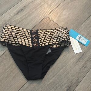 Black and Gold Women's Swim Bottom